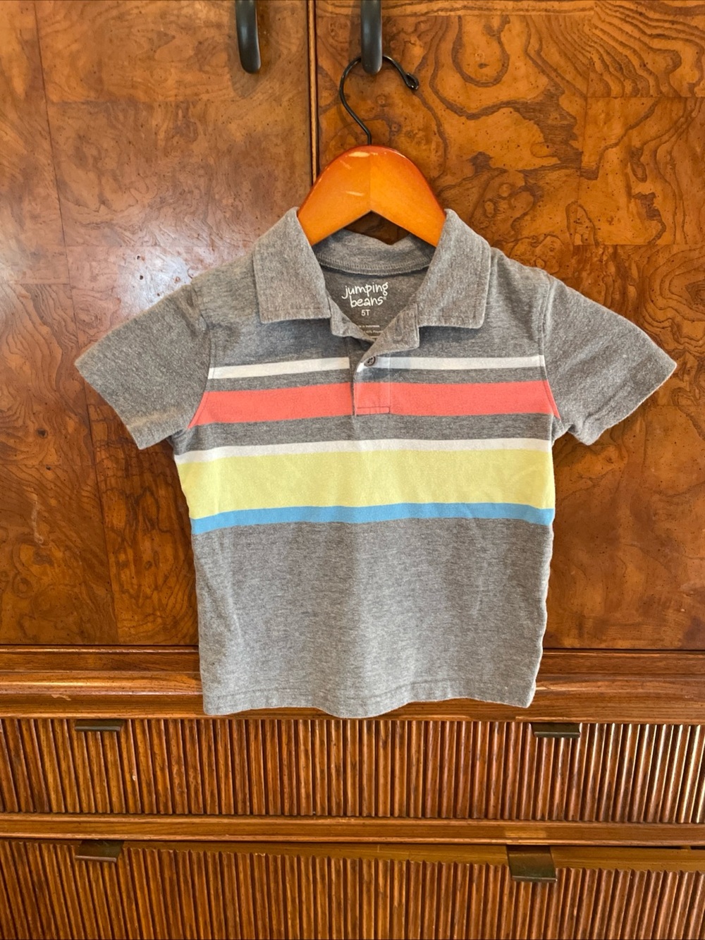 Jumping Beans Gray Striped Polo Short Sleeve Boys Shirt Size 5T